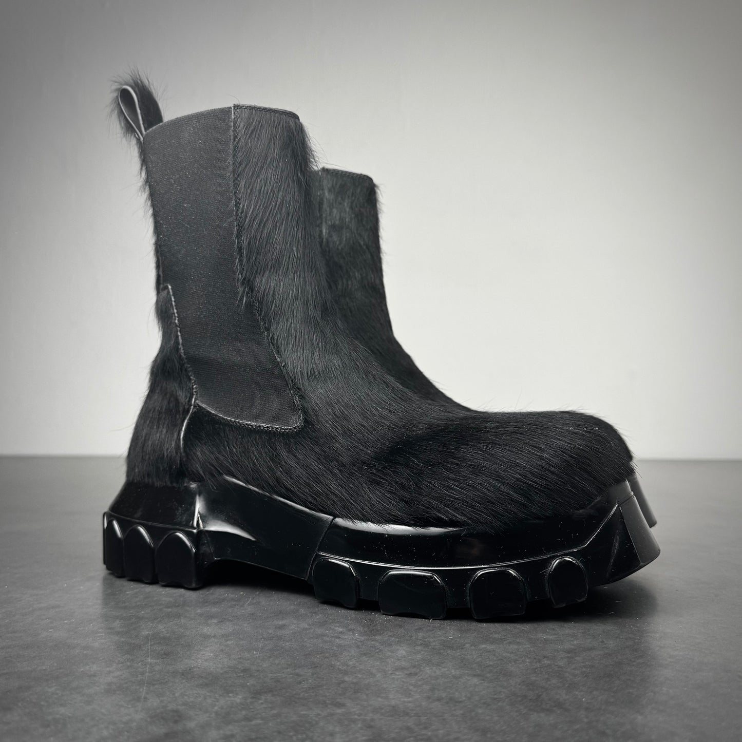 Rick Owens Black Ponyhair Bozo Boots