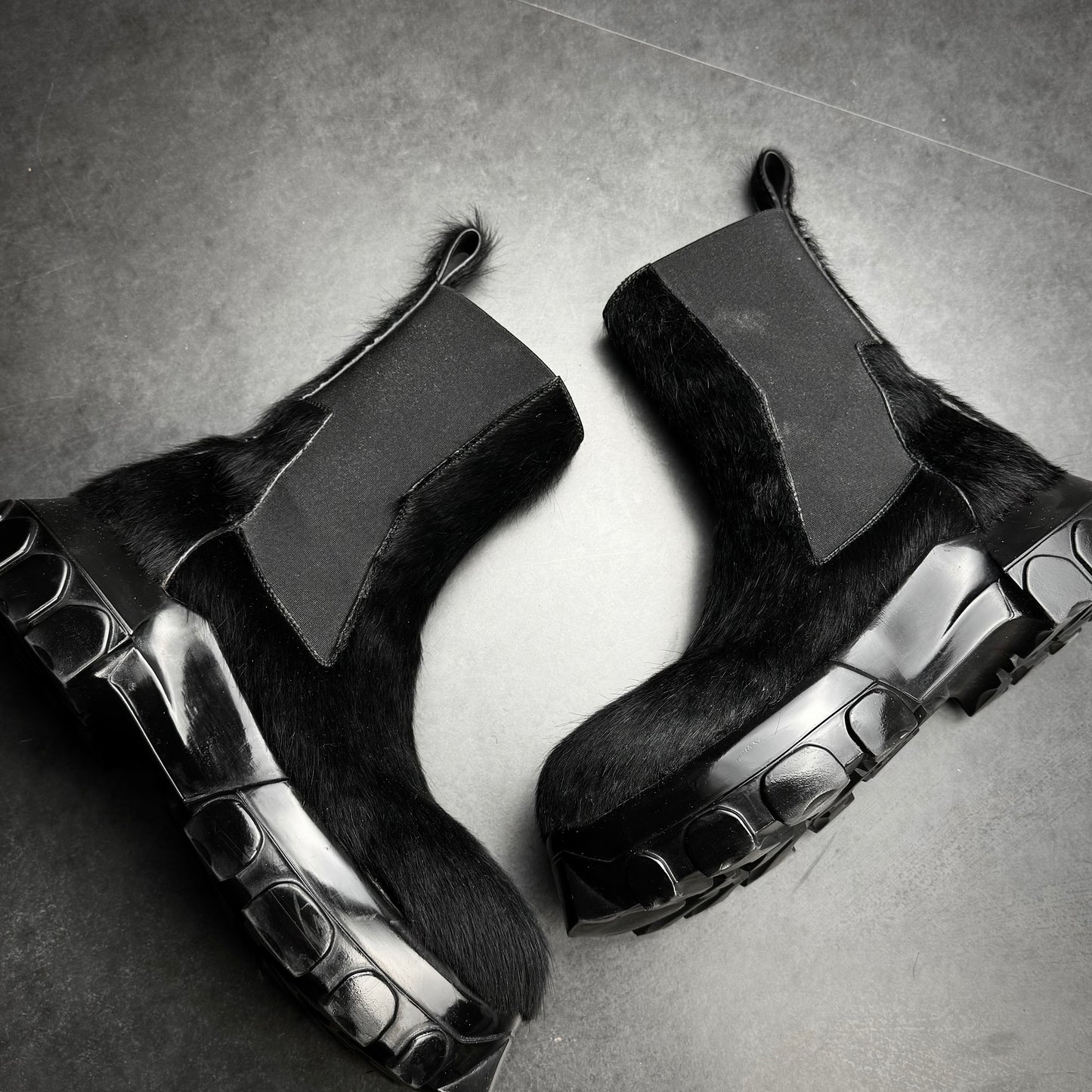 Rick Owens Black Ponyhair Bozo Boots