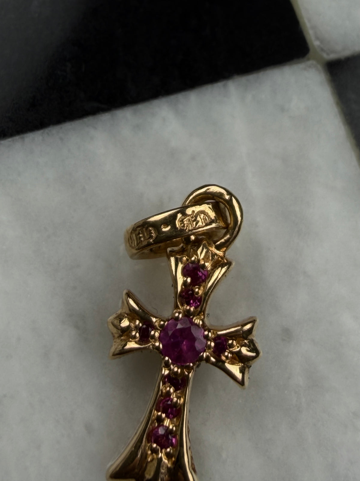 Chrome hearts 22k Yellow Gold Babyfat pink sapphire Pendant