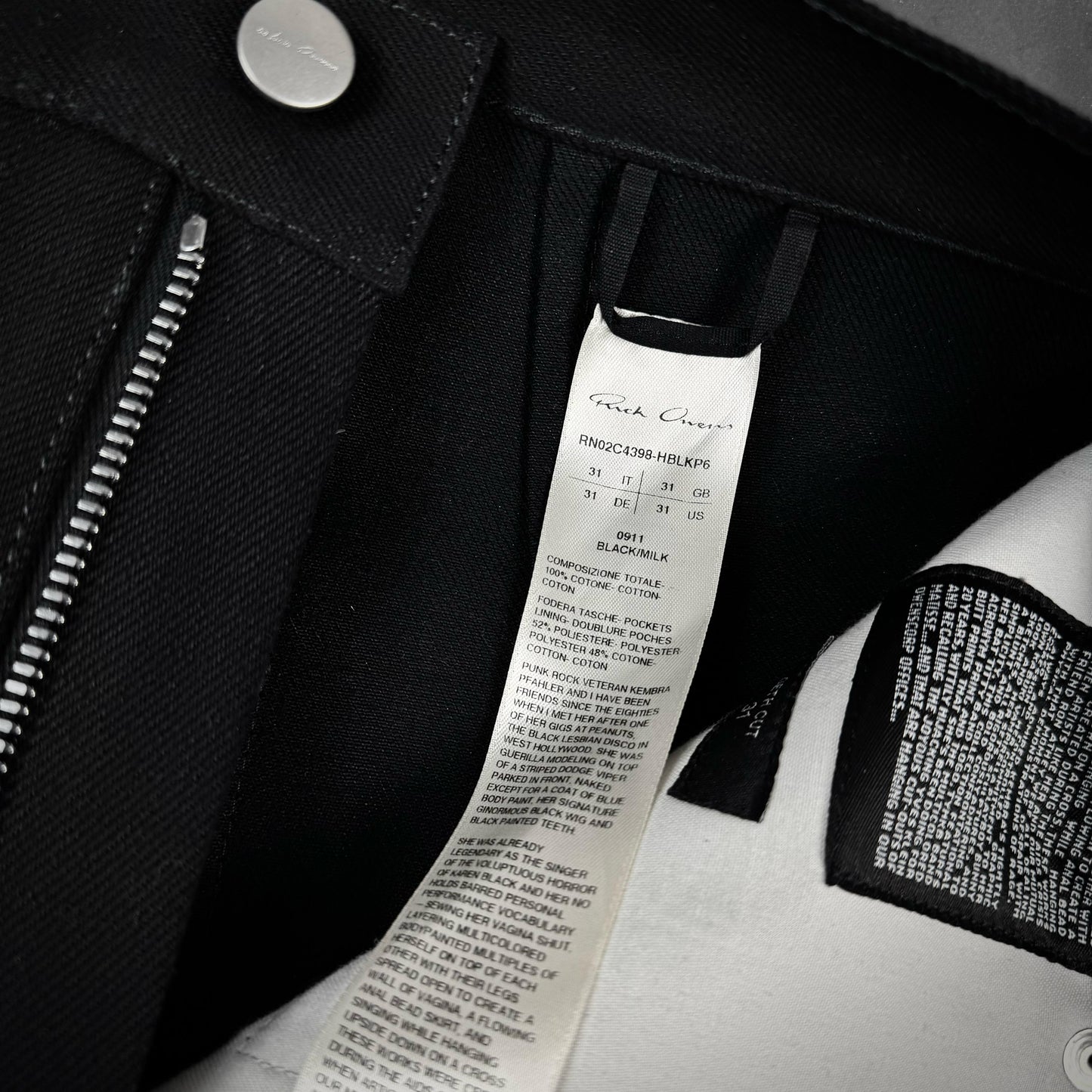 Rick owens x Kembra "exclusive" geth cut
