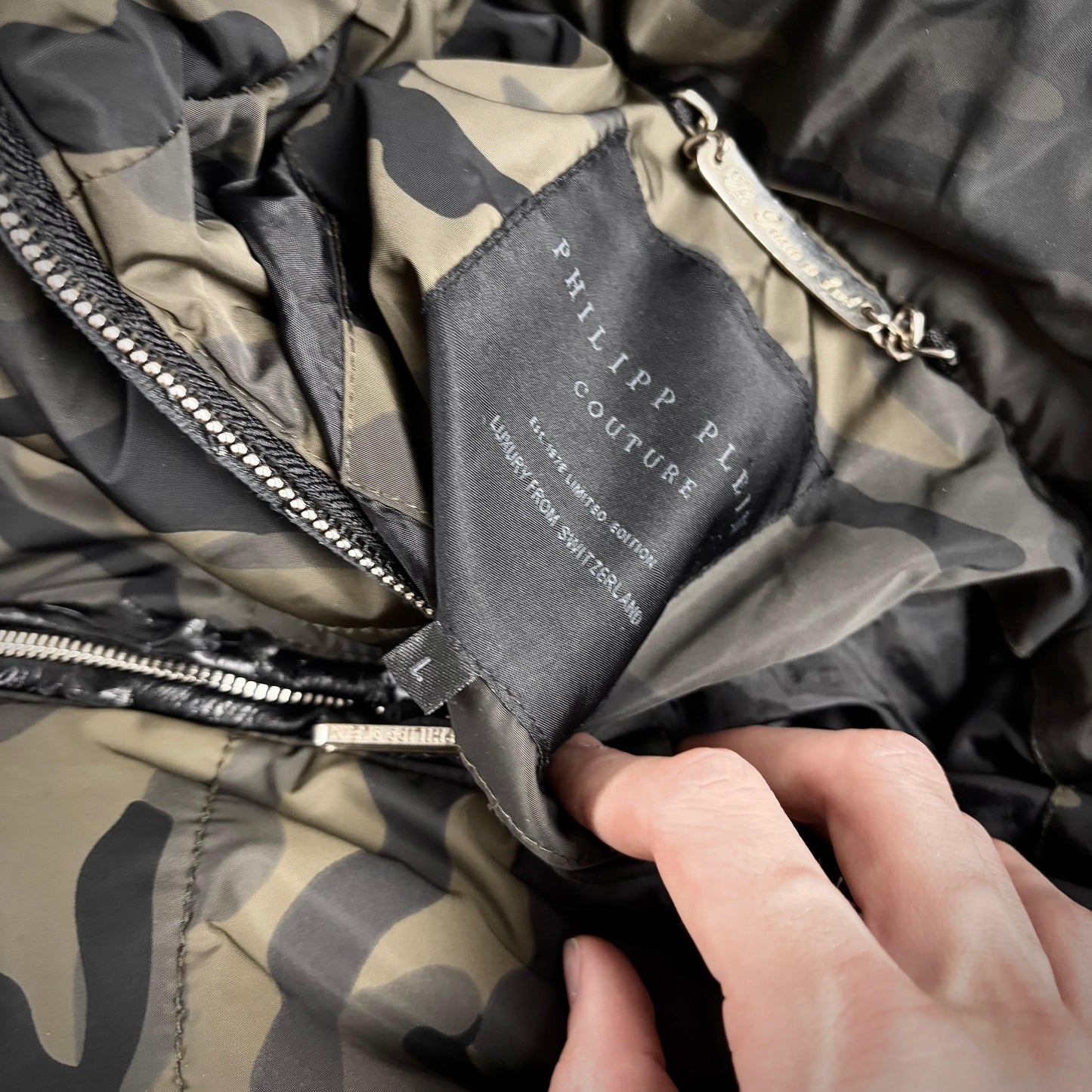 Philipp plein camo fur puffer jacket