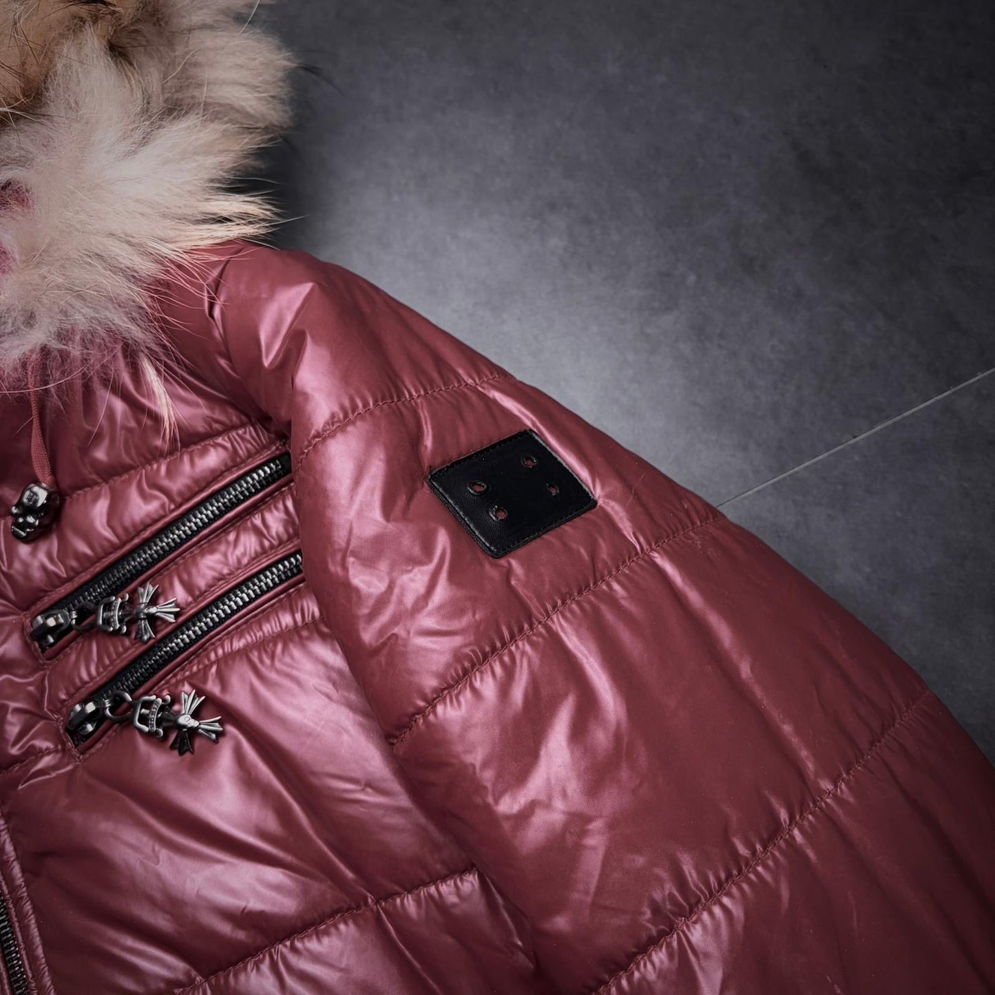 Philipp plein waxed fur puffer jacket