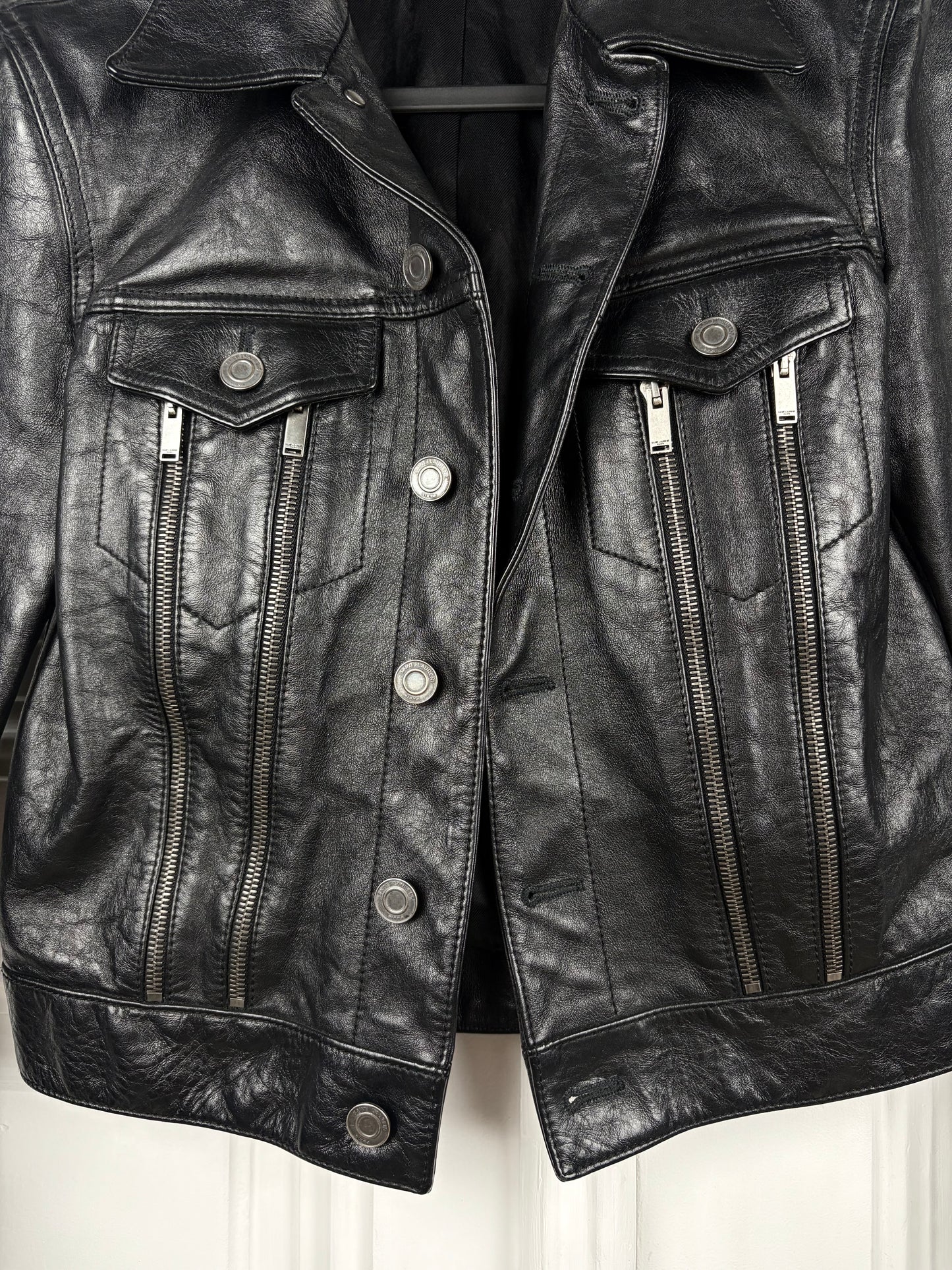 Saint Laurent Leather Zip Biker Jacket