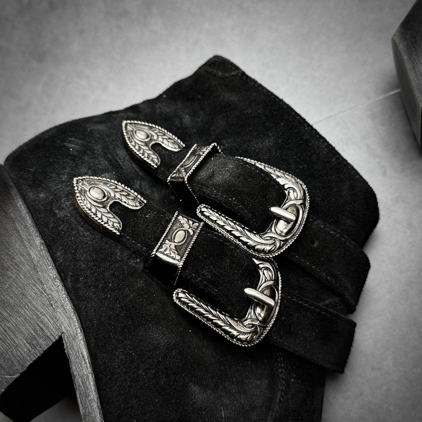 Saint Laurent Suede Buckle Boots