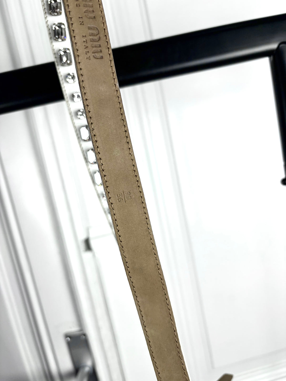 Miu Miu Cracked Leather Diamond Belt