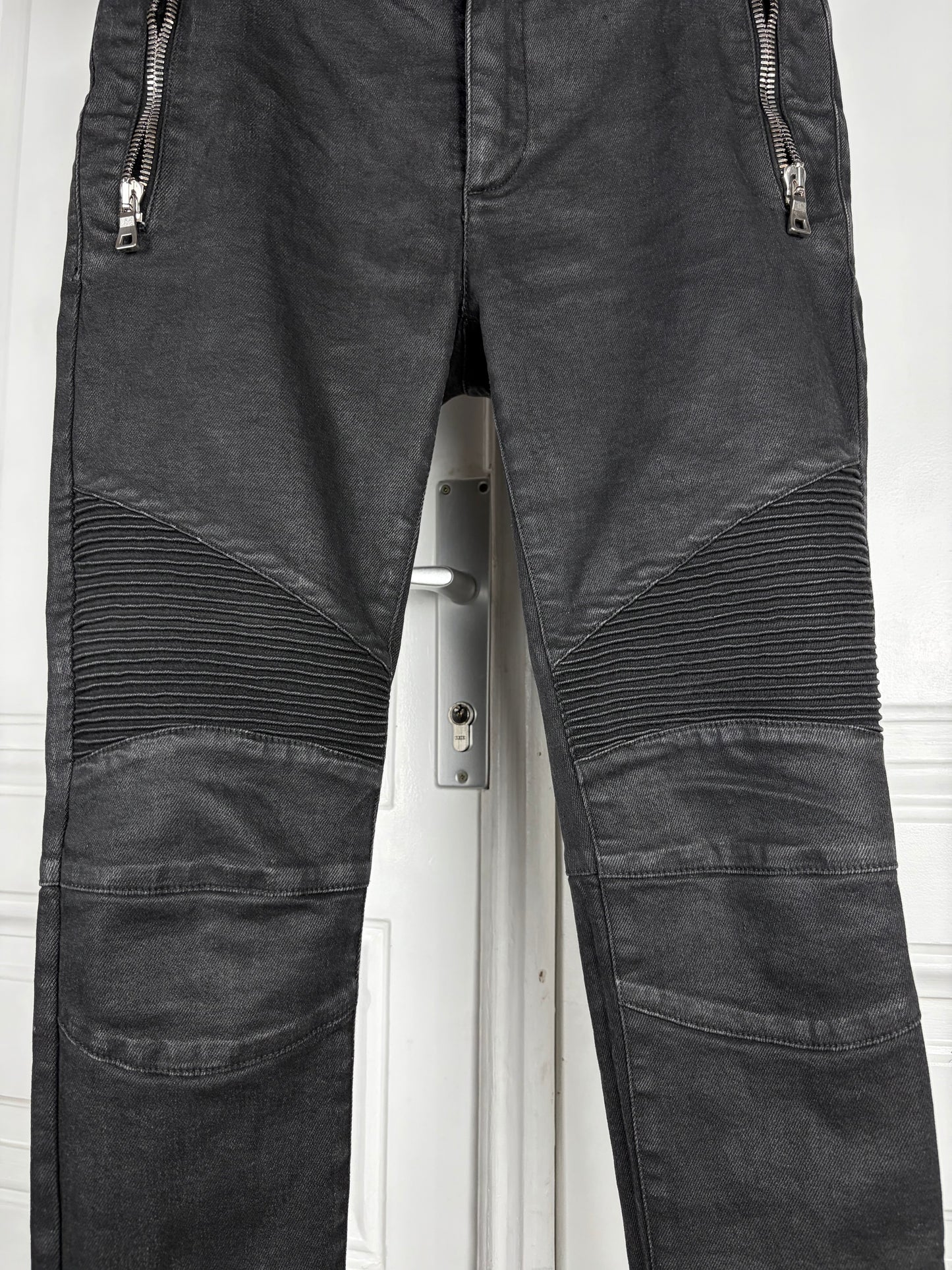 Balmain Waxed Biker Pants