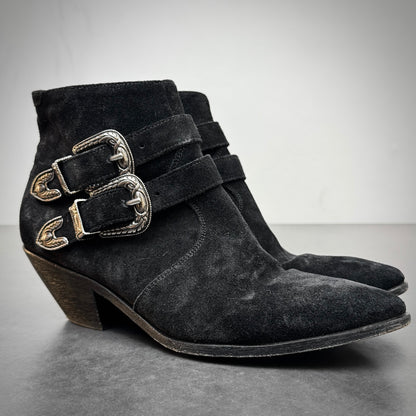 Saint Laurent Suede Buckle Boots