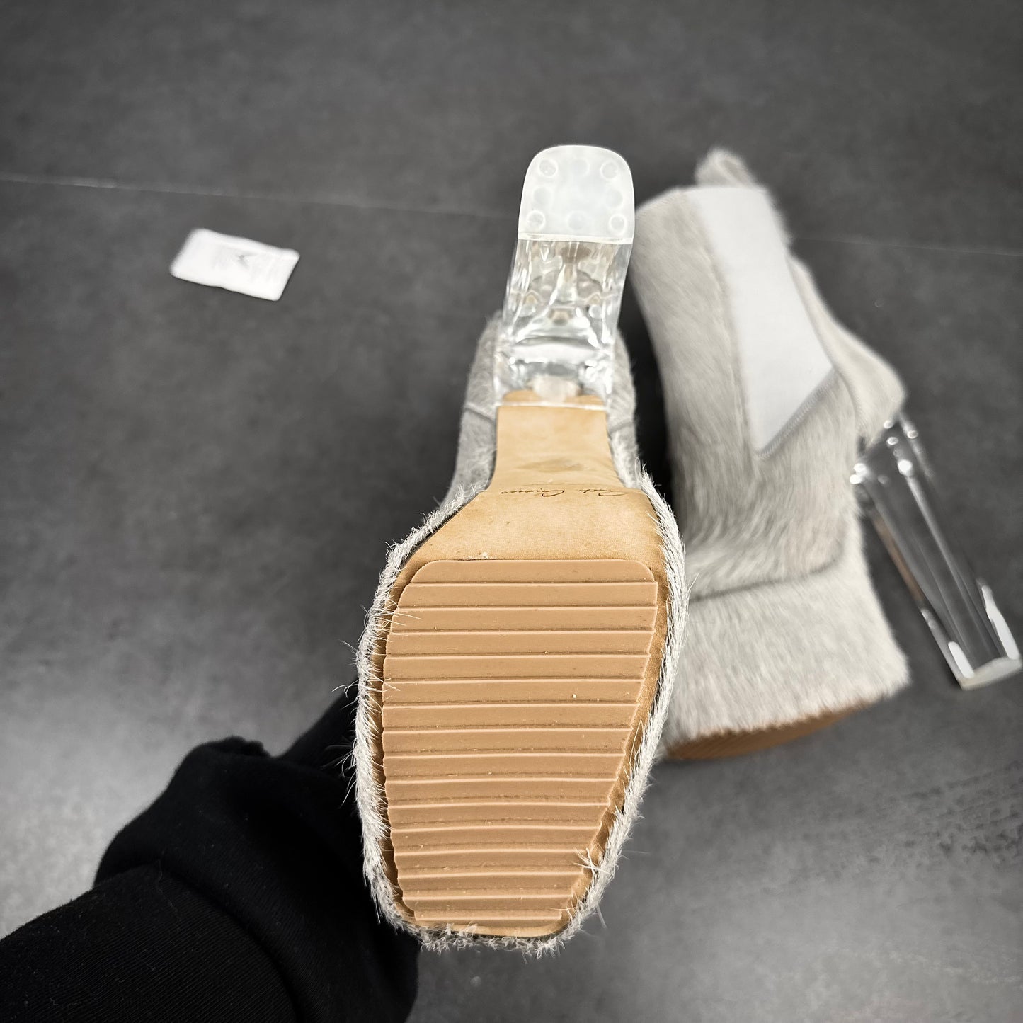 Rick Owens „Pearl Milk“ Cowfur Kiss Heels AW/22
