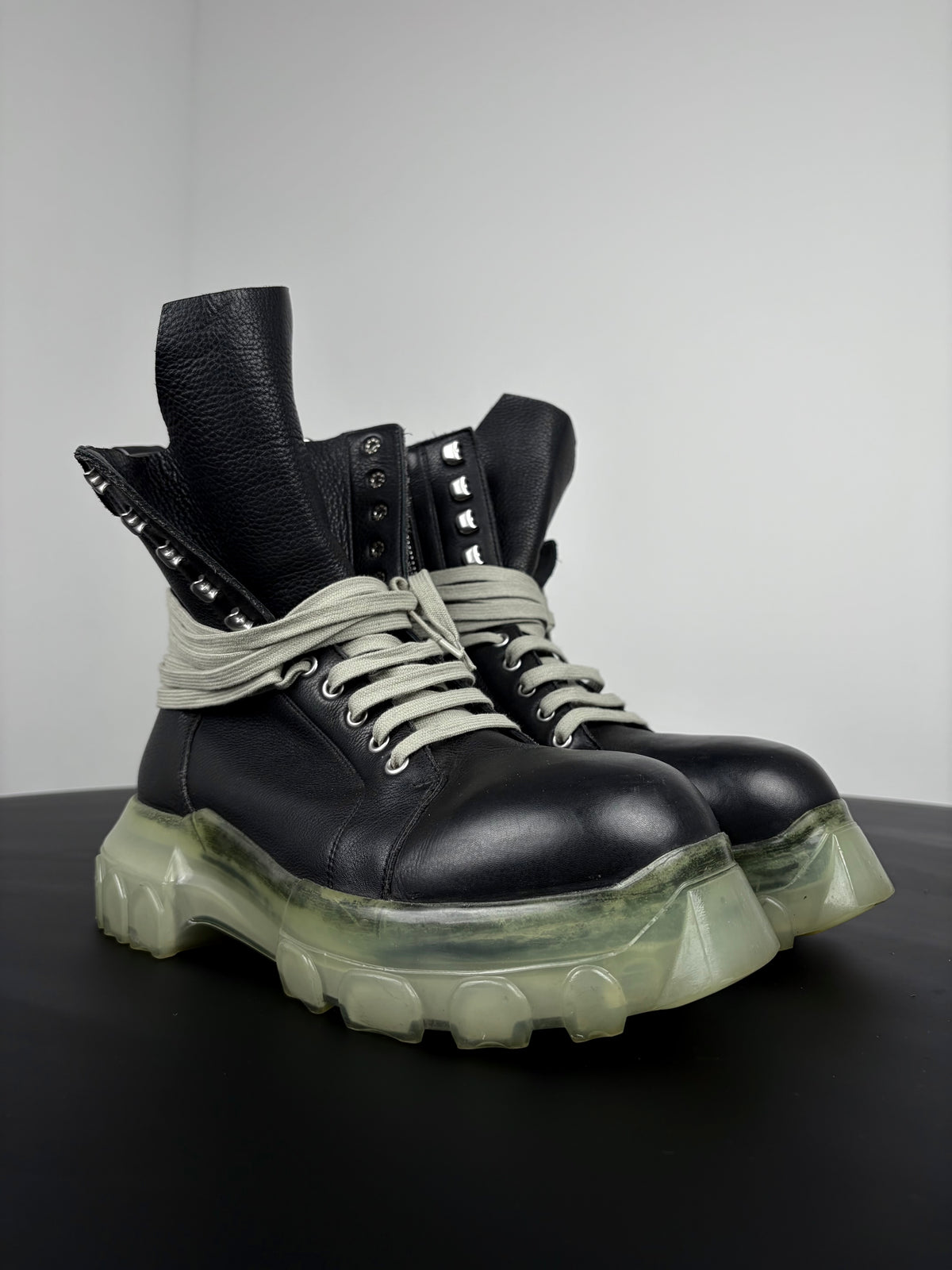 Rick Owens Bozo Laced Up Transparent Boots