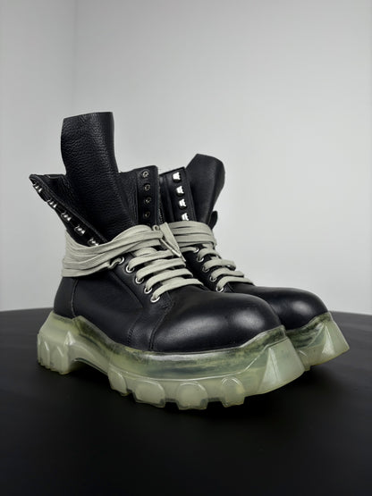 Rick Owens Bozo Laced Up Transparent Boots