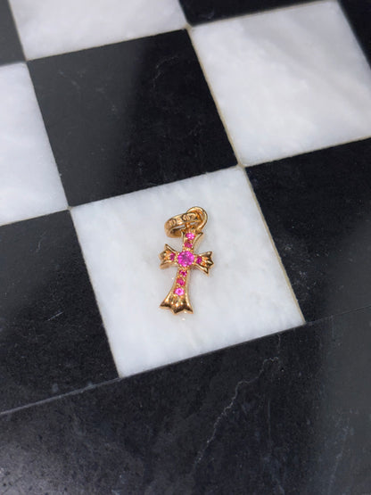 Chrome hearts 22k Yellow Gold Babyfat pink sapphire Pendant