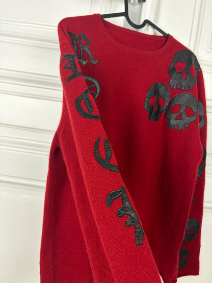 A&G 100% Cashmere Leather Skull Sweater