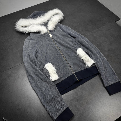 Philipp plein fur hood zip hoodie