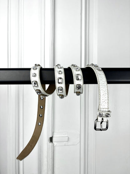 Miu Miu Cracked Leather Diamond Belt