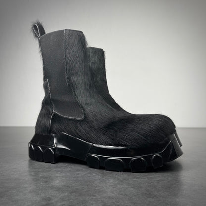 Rick Owens Black Ponyhair Bozo Boots