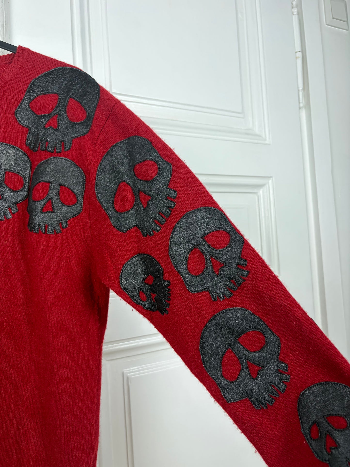 A&G 100% Cashmere Leather Skull Sweater