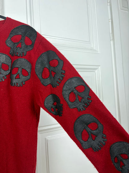 A&G 100% Cashmere Leather Skull Sweater