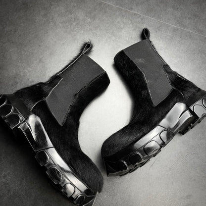 Rick Owens Black Ponyhair Bozo Boots