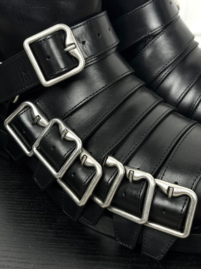 Burberry Multistrap Leather Buckle Boot