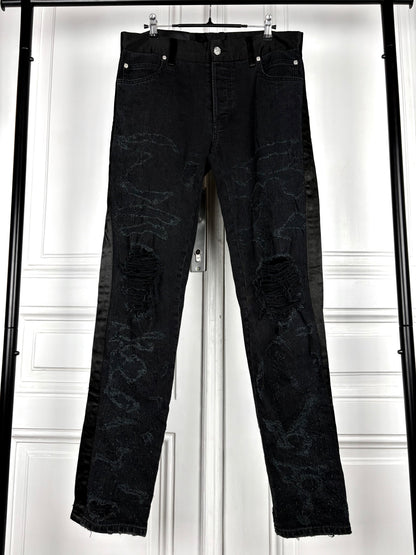 Balmain Sample Distressed Satin Denim