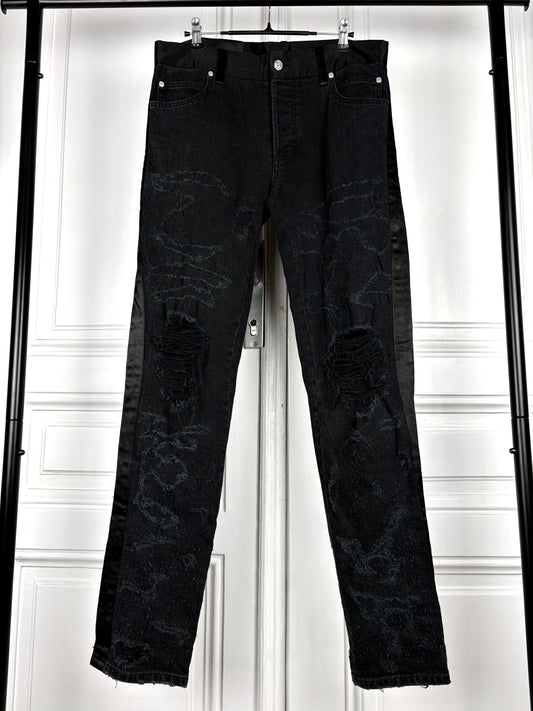 Balmain Sample Distressed Satin Denim