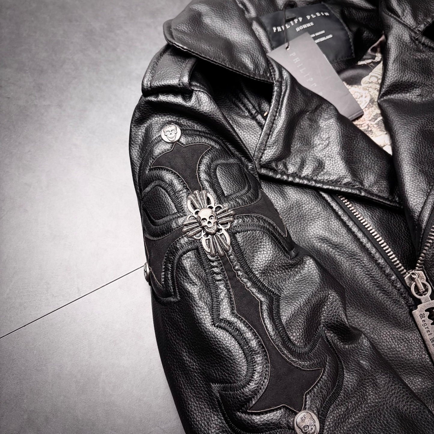 Philipp plein cross razorblade leather jacket