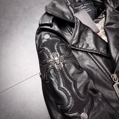 Philipp plein cross razorblade leather jacket