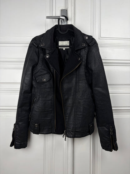 Balmain Waxed Denim Biker Jacket