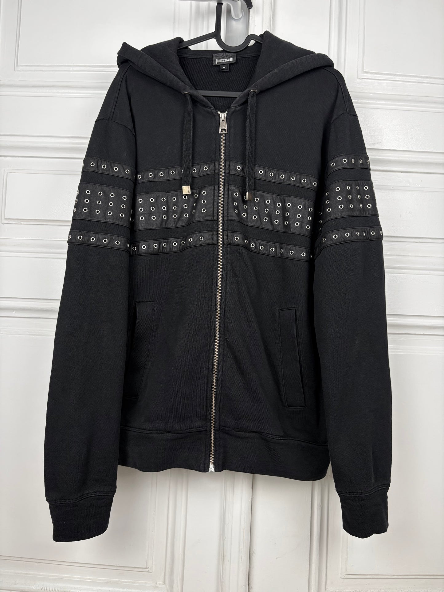 Just Cavalli Eyelet Leather Zip Hoodie