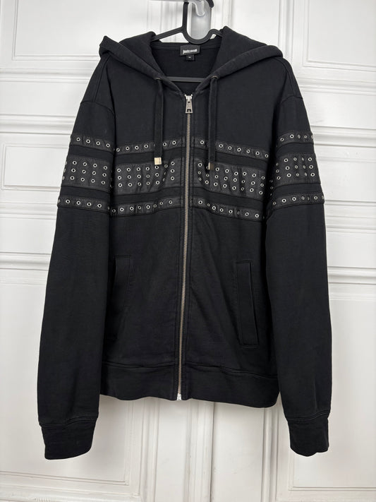 Just Cavalli Eyelet Leather Zip Hoodie