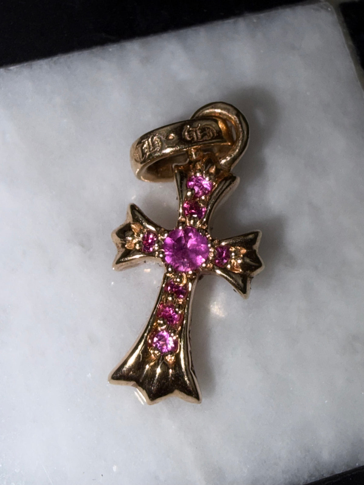 Chrome hearts 22k Yellow Gold Babyfat pink sapphire Pendant