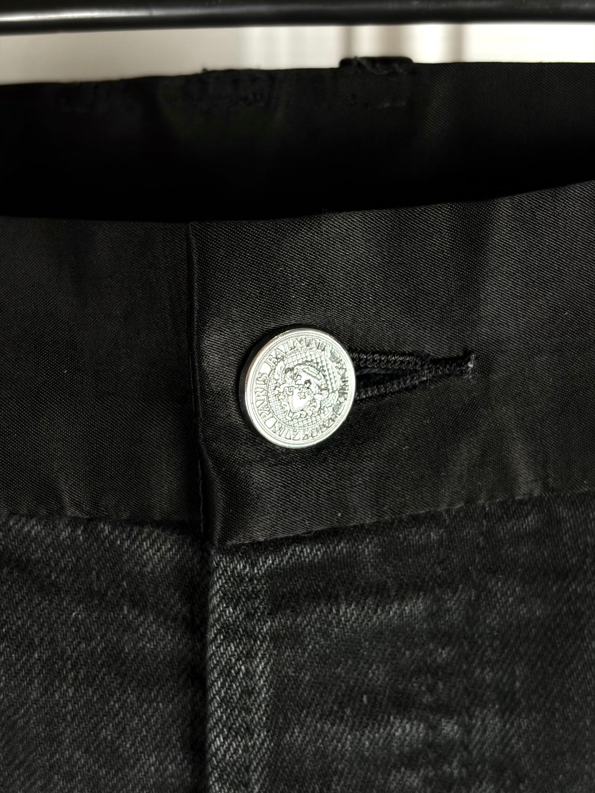 Balmain Sample Distressed Satin Denim