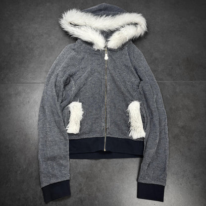 Philipp plein fur hood zip hoodie