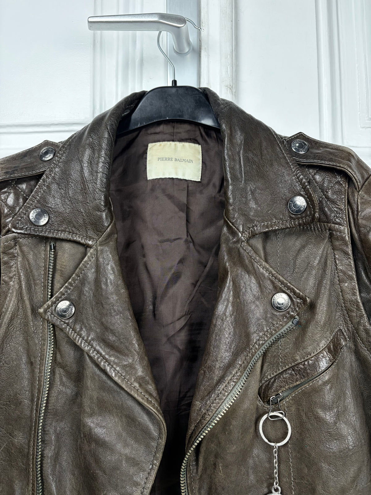 Balmain leather biker pendant jacket