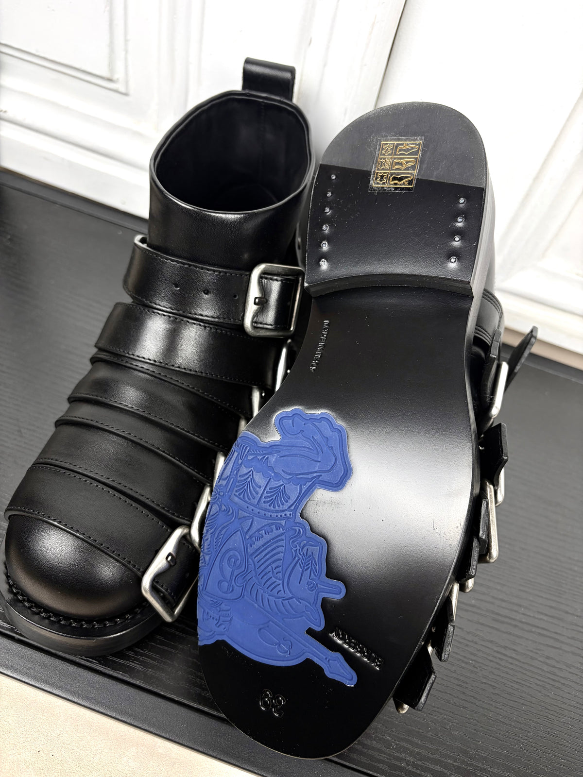 Burberry Multistrap Leather Buckle Boot