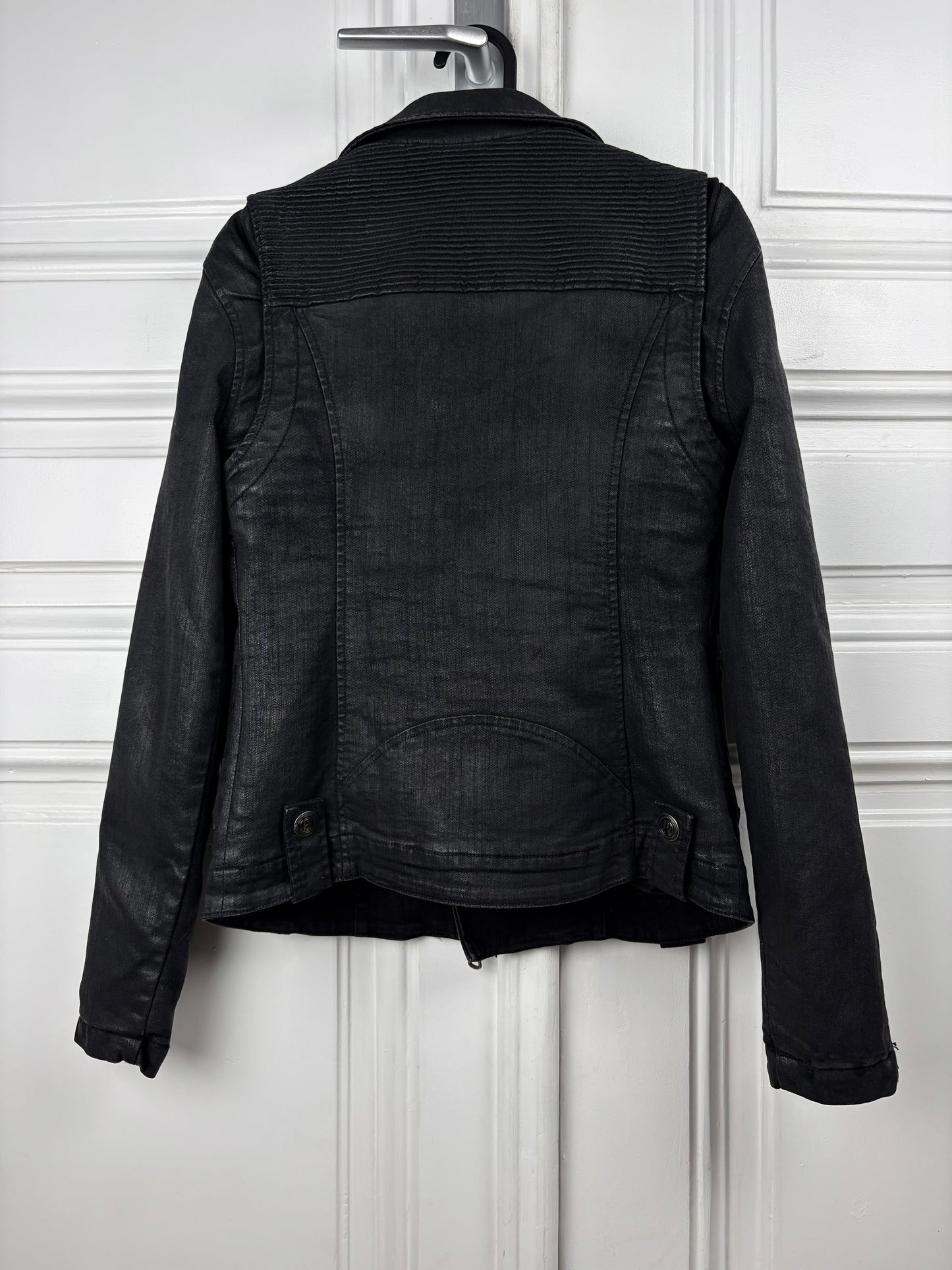 Balmain Waxed Denim Biker Jacket
