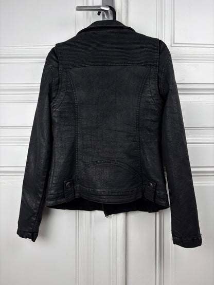 Balmain Waxed Denim Biker Jacket