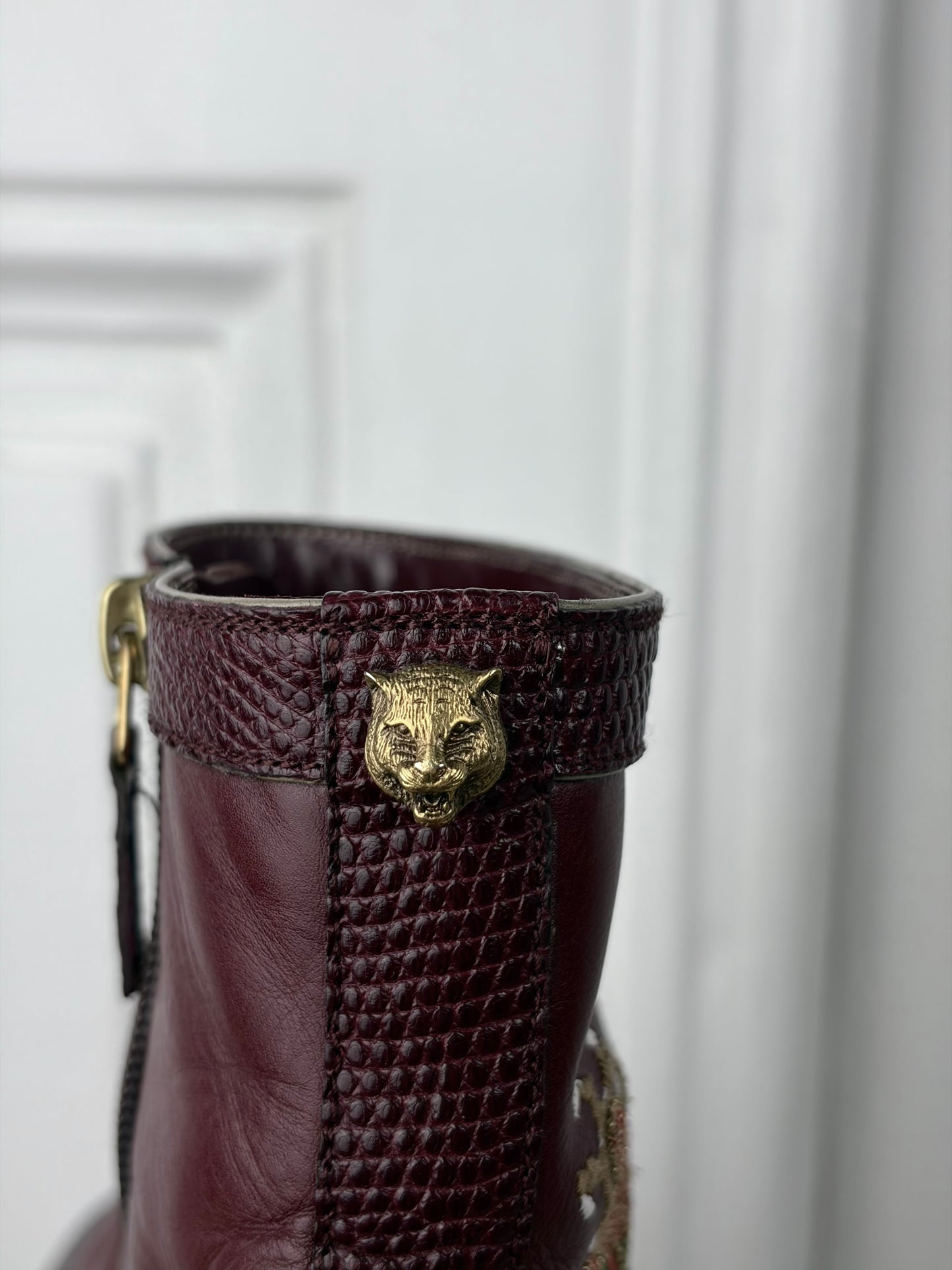 Gucci S/S 2018 lizard skin dragon embroidered boots