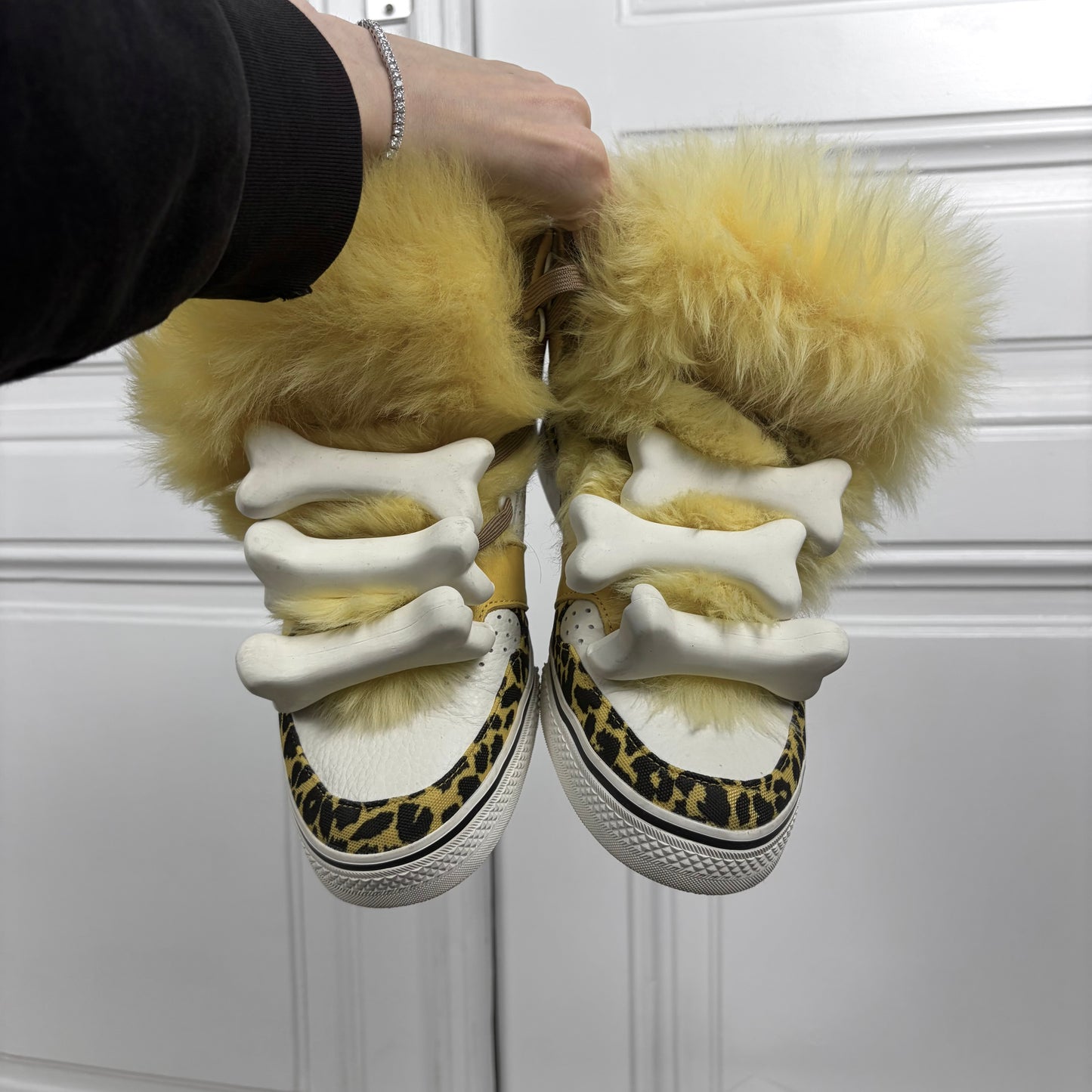 Jeremy Scott x Adidas Yellow Bone Fur Sneaker