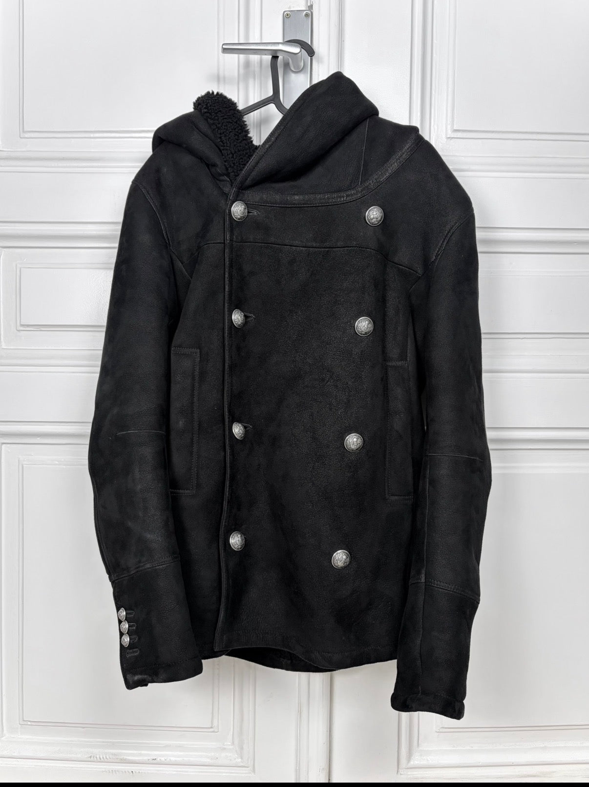 Balmain Double Breasted Shearling Coat