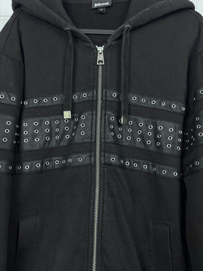 Just Cavalli Eyelet Leather Zip Hoodie