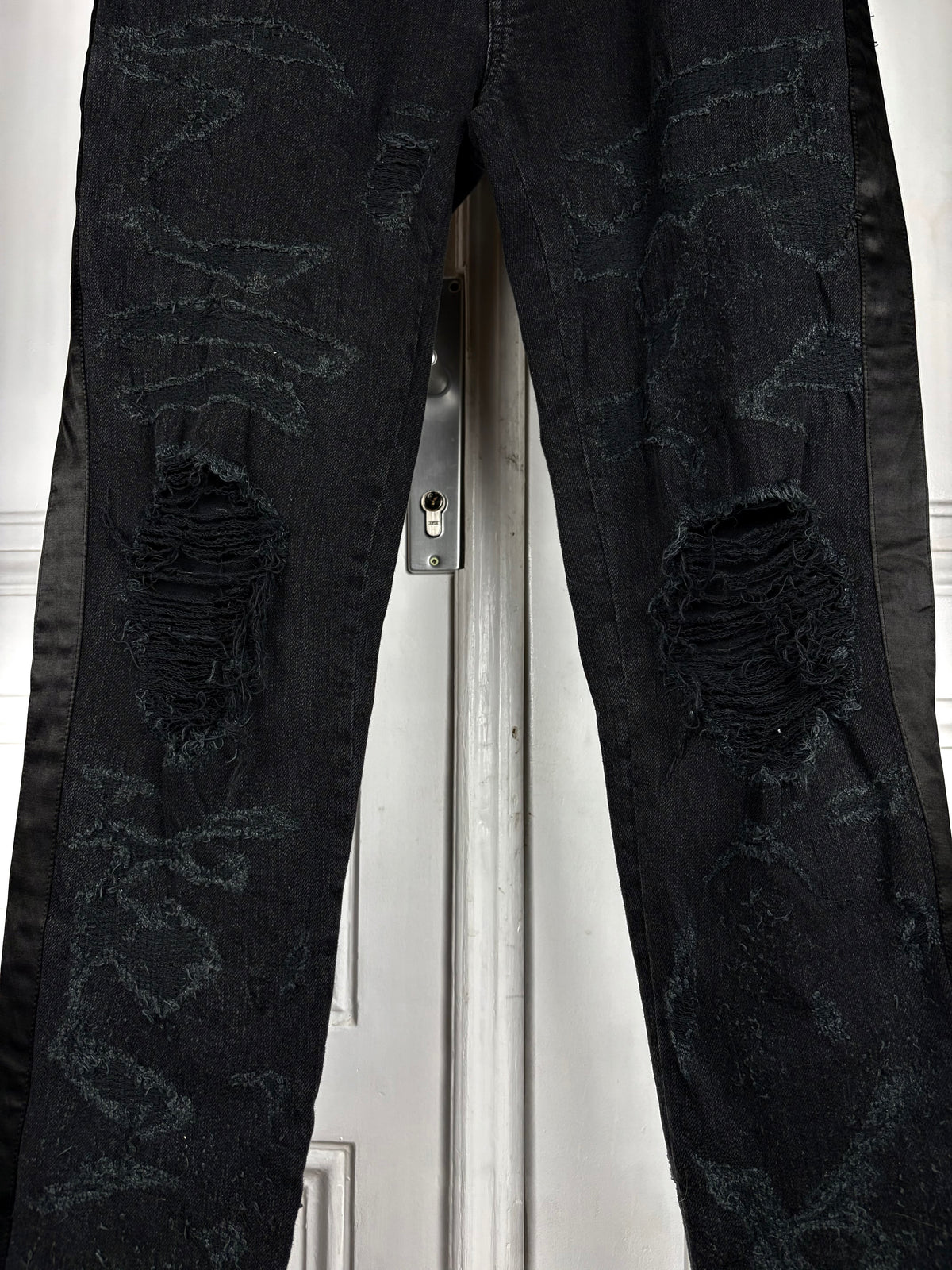 Balmain Sample Distressed Satin Denim