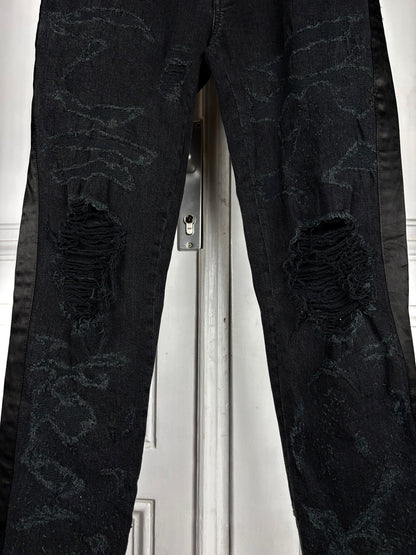 Balmain Sample Distressed Satin Denim