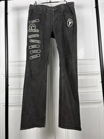 Roar patched denim
