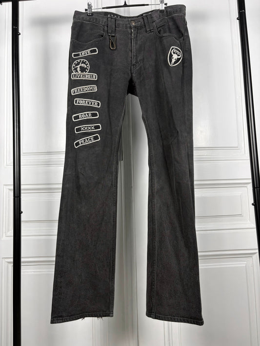 Roar patched denim