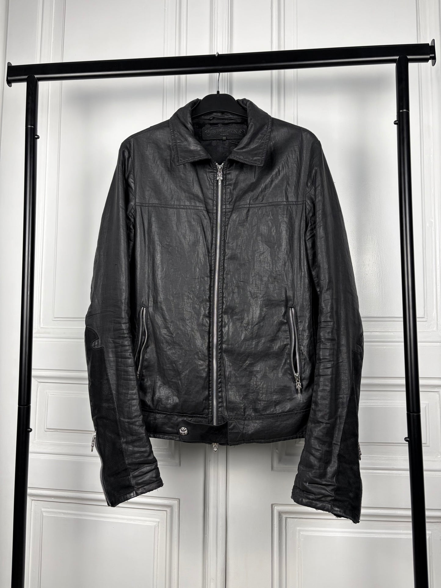 Chrome Hearts Fleur Waxed Carmalita Moto Jacket