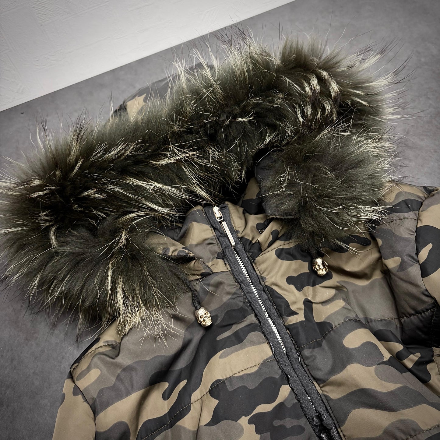 Philipp plein camo fur puffer jacket