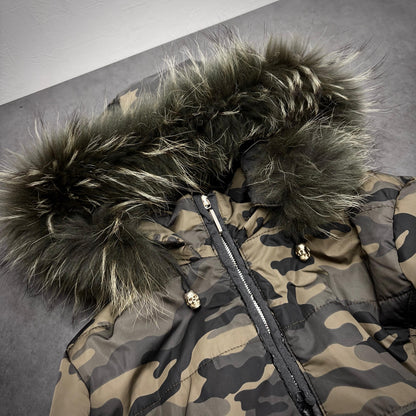 Philipp plein camo fur puffer jacket