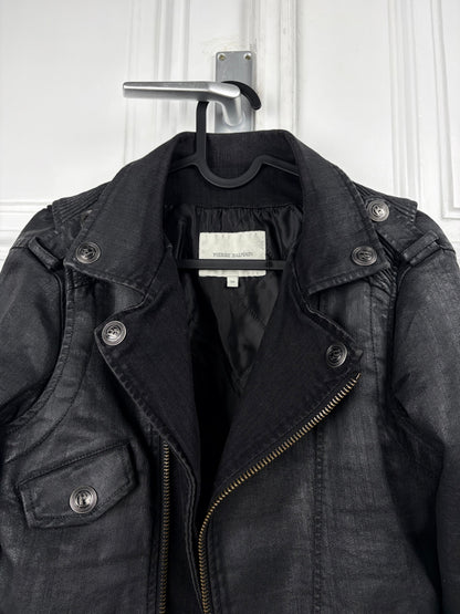 Balmain Waxed Denim Biker Jacket