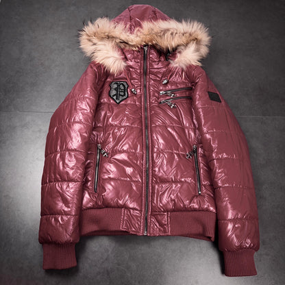 Philipp plein waxed fur puffer jacket